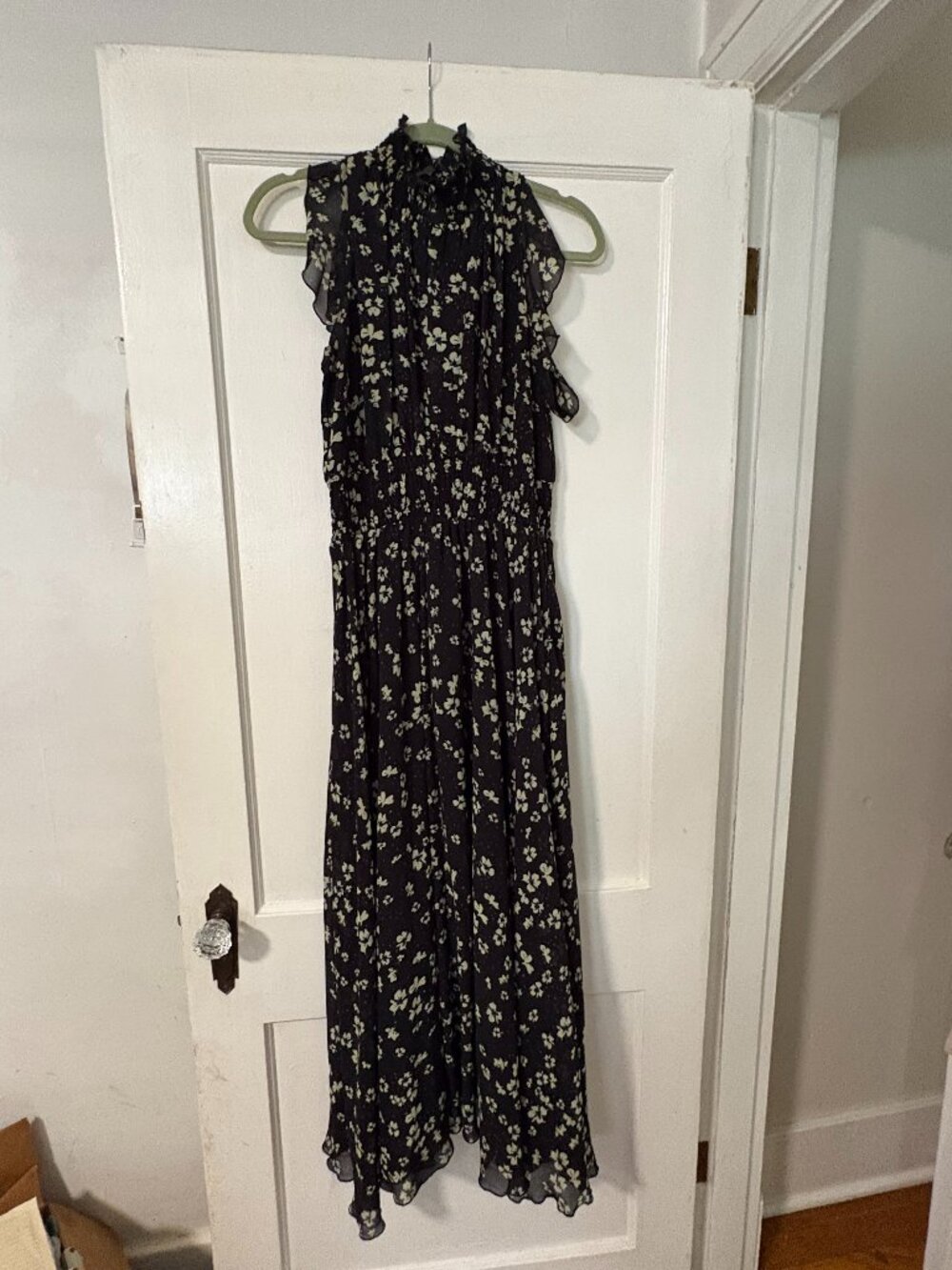 MELLODAY Black and White Floral Maxi Dress sz M